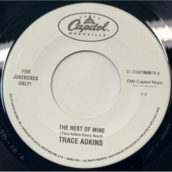 Trace Adkins The Rest of Mine / Wayfaring Stranger 45 Vinyl 90s Country Capitol - Picture 1 of 6